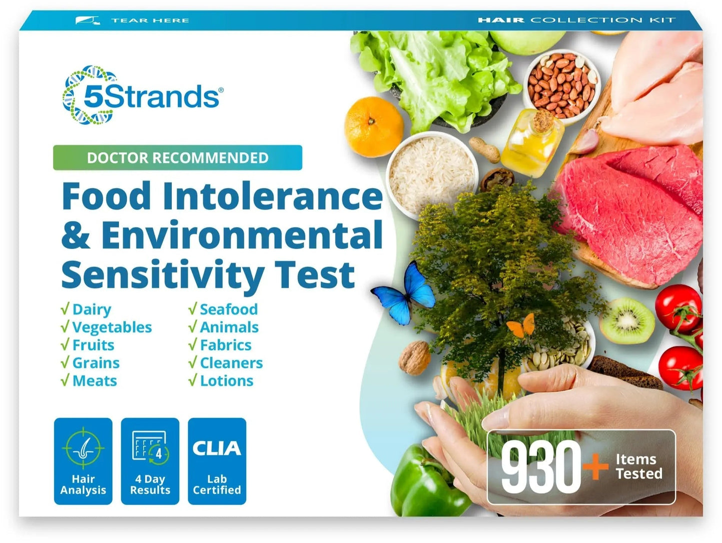 5Strands Food Intolerance & Environmental Sensitivity Test for Adults & Children, 950 Items Tested, Kids Intolerance Testing Kit, at Home Gut Health Assessment, Fast 4 Day Results - Maple Wellness Supplements