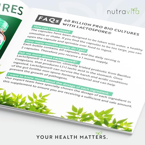 60 Billion CFU Probiotic Cultures - Scientifically Backed Lactospore® for Good Gut Flora - Maple Wellness Supplements