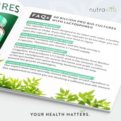 60 Billion CFU Probiotic Cultures - Scientifically Backed Lactospore® for Good Gut Flora - Maple Wellness Supplements