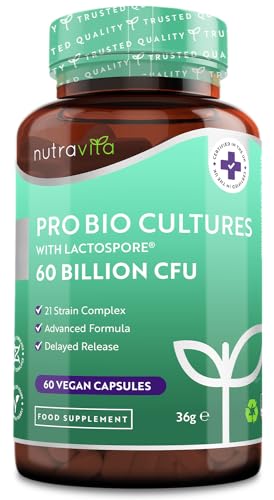 60 Billion CFU Probiotic Cultures - Scientifically Backed Lactospore® for Good Gut Flora - Maple Wellness Supplements
