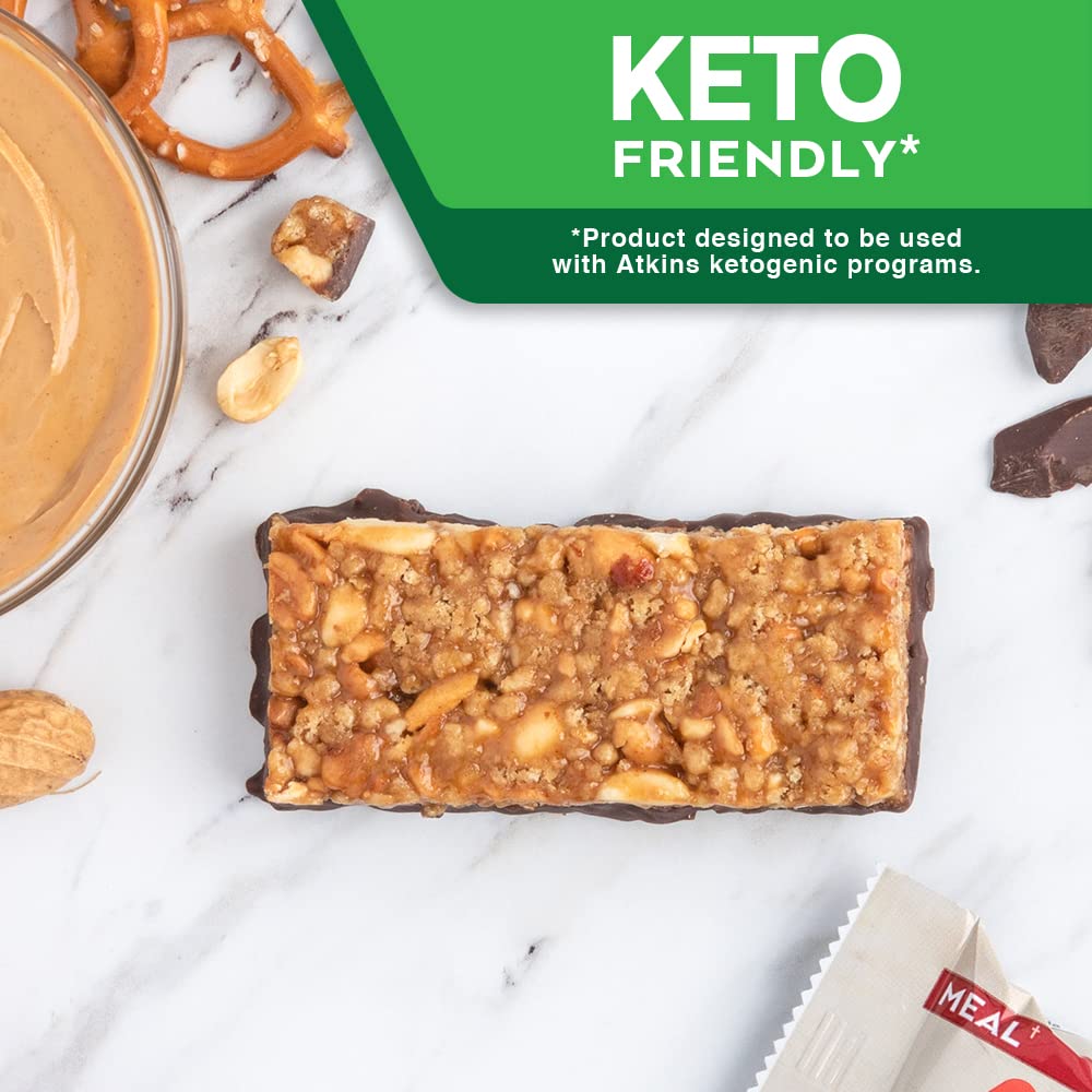 Atkins Chocolate Peanut Butter Pretzel Protein Meal Bar, High Fiber, 16g Protein, 1g Sugar AtkinsBuy Supplements Australia