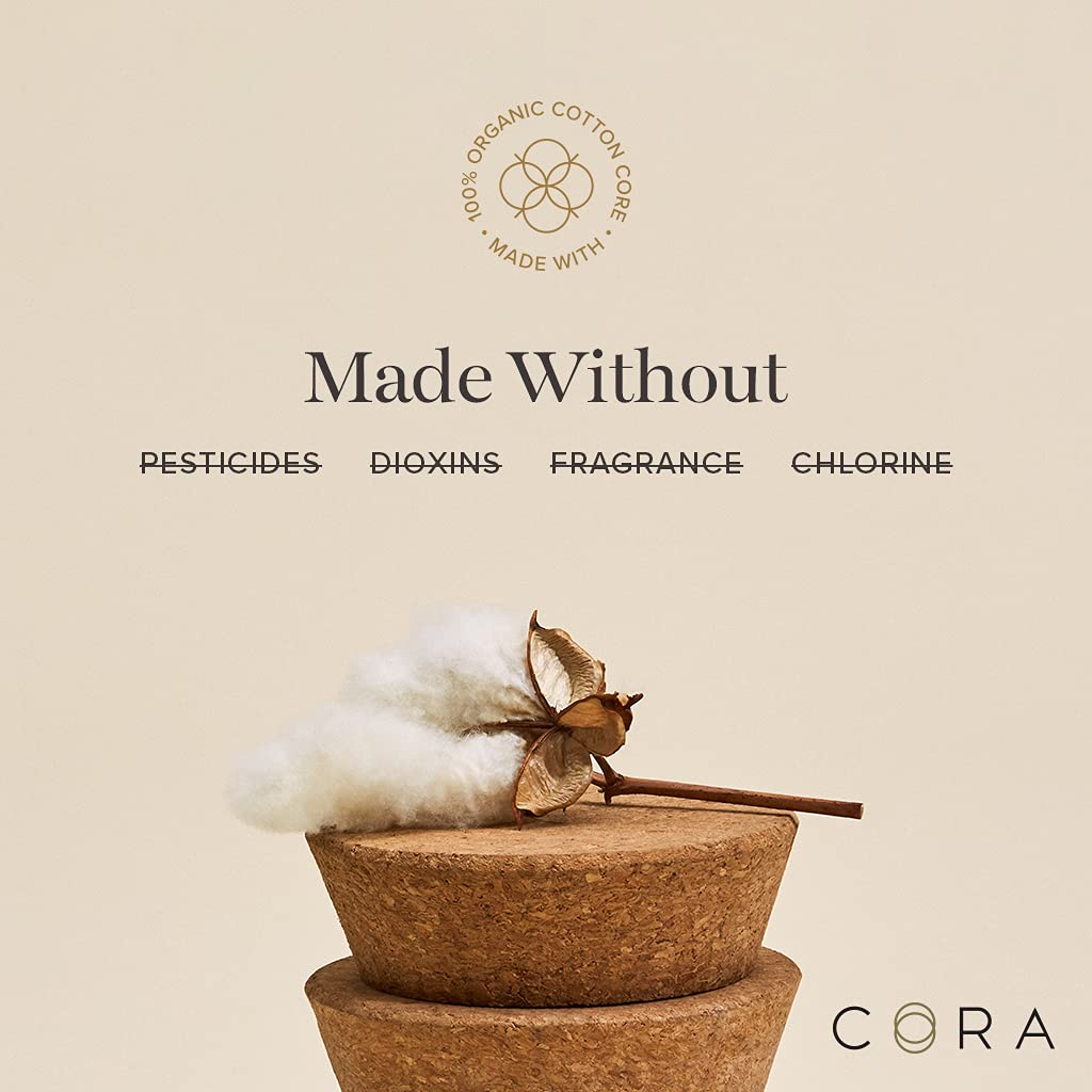 Cora Organic Applicator Tampons | Light Absorbency | 100% Cotton Core, Unscented, BPA-Free Compact CoraBuy Supplements Australia