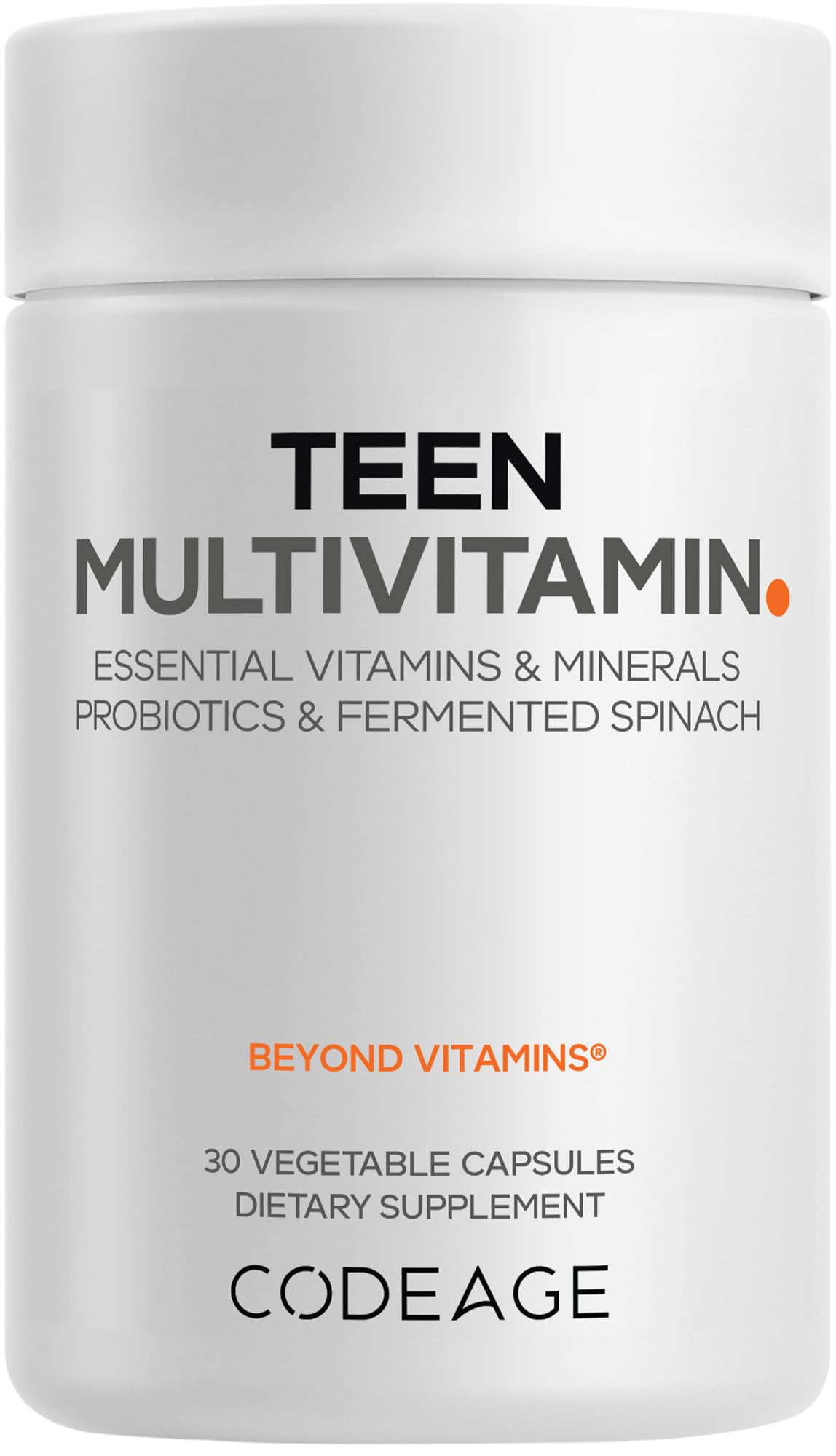Codeage Teen Multivitamin - Vitamins A, C, D3, B6, B12, Folate, Zinc, Magnesium, Iron, Probiotics, Fermented Spinach - Multivitamins for Teenage Boys and Girls - Non-GMO, Gluten-Free - 30 Capsules CodeageBuy Supplements Australia