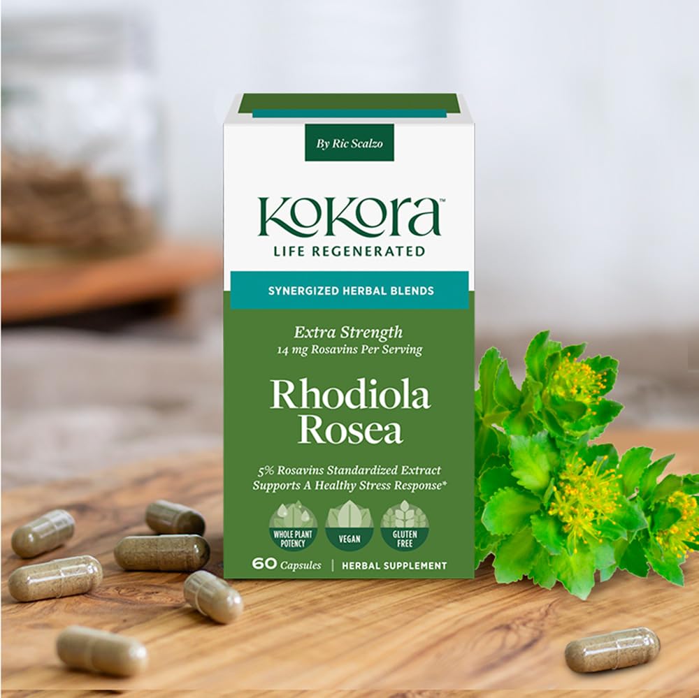 kokora Extra Strength Rhodiola Rosea – Stress Relief, Endurance & Promotes Mental & Physical Performance* - with Siberian Rhodiola, Rosavins, Organic Holy Basil - Vegan, Non-GMO - 60 Capsules kokoraBuy Supplements Australia