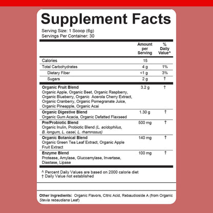 Dr. Colbert, MD Organic Red Supremefood | Berry Flavored Blend | by Divine Health | 10 Organic Fruits | Probiotics | Enzymes | Herbs | Fiber | Antioxidants | Non-GMO | 30 Day Supply | 180g Divine HealthBuy Supplements Australia