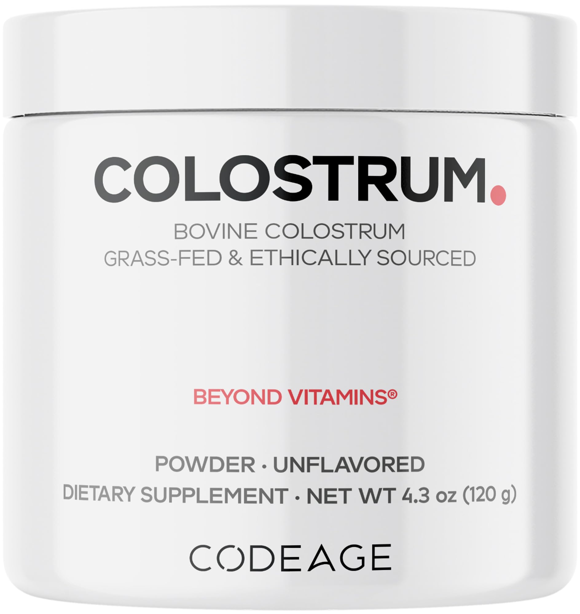Codeage Bovine Colostrum Powder Supplement 4-Month Supply, 1000mg per Serving, Grass-Fed Ethically Sourced, Immunoglobulin-Rich Prized First Milk, Cold-Chain Pasteurized, Agglomerated, Non-GMO, 4.3 OZ CodeageBuy Supplements Australia