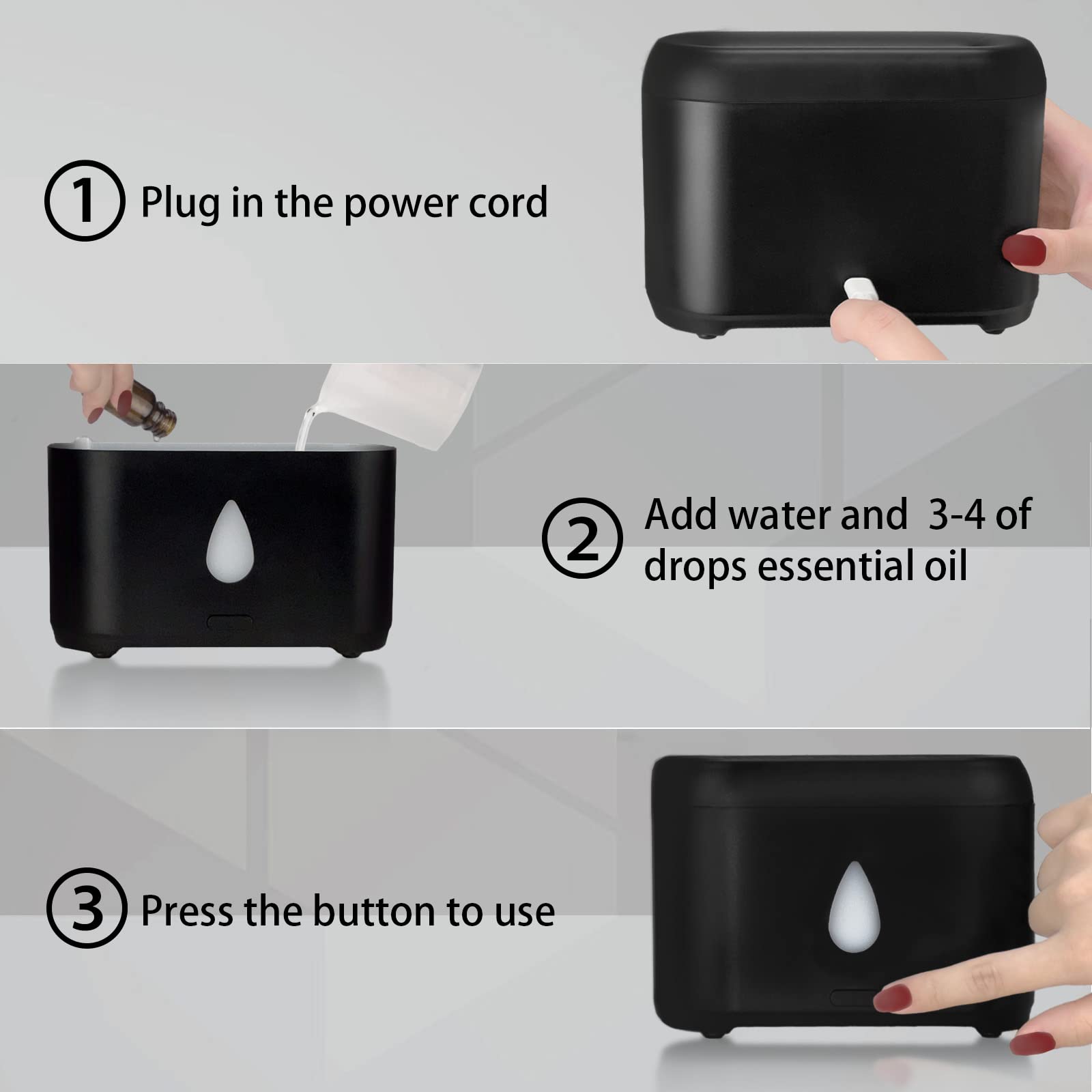 200ml Compact Small Flame Diffuser for Essential Oil (Black) PhimuezlBuy Supplements Australia