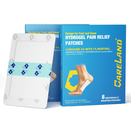 CARELAND Plantar Fasciitis Lidocaine Pain Patches with Hydrogel Technology- Waterproof with Sticky Border, 12 Hour Pain Relief - Contours to Your Foot - 16 Ct CARELANDBuy Supplements Australia