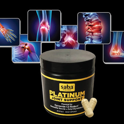 Saba Platinum Joint Support – High Absorption Curcumin C3 Reduct & Boswellia – Fast Acting Turmeric Supplement for Joint Pain Relief, Mobility & Healthy Inflammation Response – 60 Vegan Capsules SabaBuy Supplements Australia