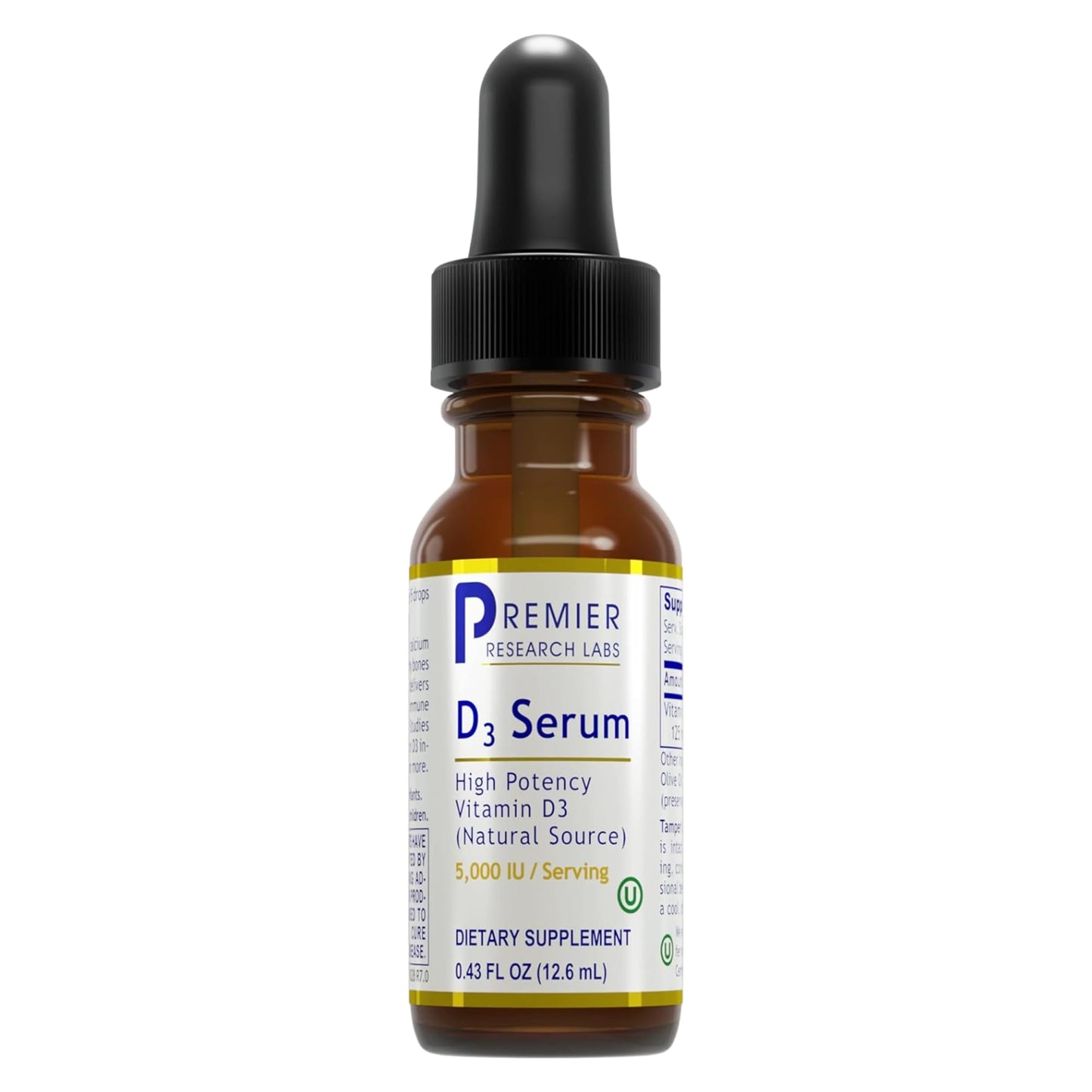 Premier Research Labs Vitamin D3 Serum - Liquid Vitamin D Oil Drops for Adults, Liquid Vitamin D3 5000 IU, Sublingual Vit D3 Liquid - 0.43 fl oz Premier Research LabsBuy Supplements Australia