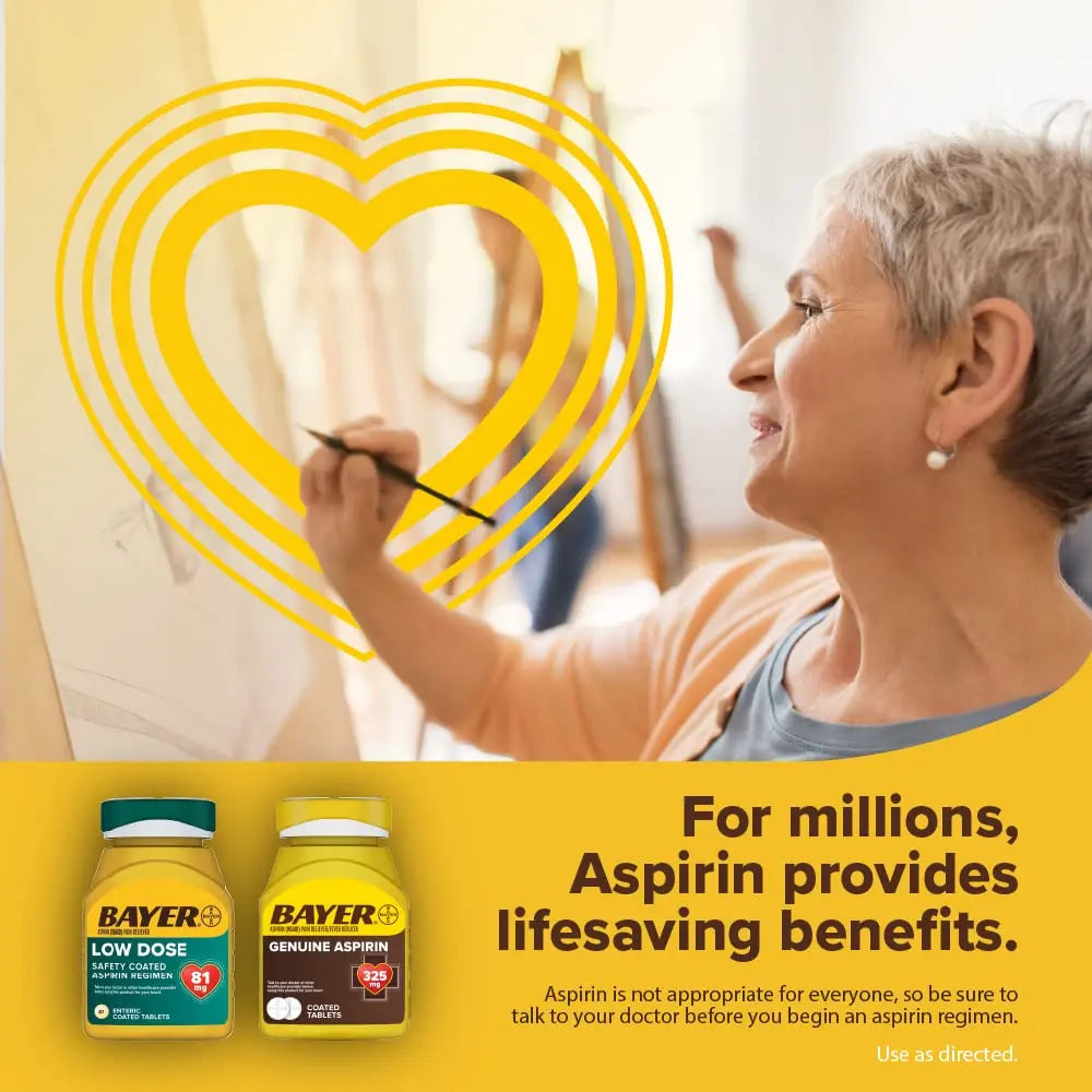 Bayer Aspirin Safety Coated 325 mg Caplets 100 Caplets, Pack of 2 BayerBuy Supplements Australia