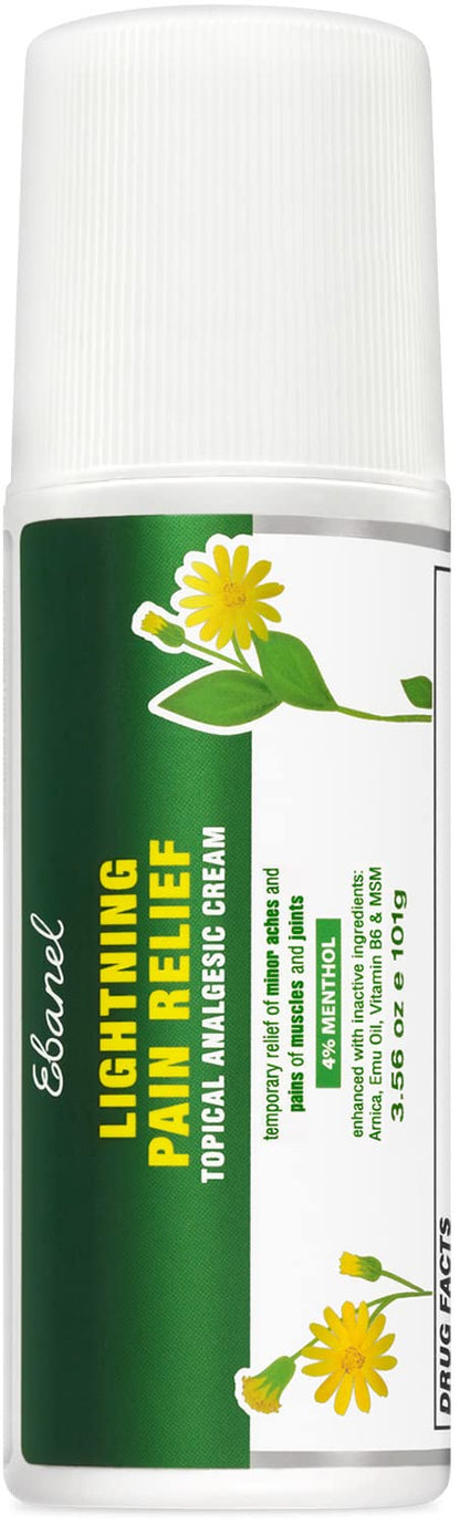 Ebanel Pain Relief Roll On for Arthritis, Foot, Back, Joint, Neck, Strains & Sprains with Menthol, Camphor, Arnica, Emu Oil, MSM, Boswellia, Targeted Muscle Pain Relief Roll On EbanelBuy Supplements Australia