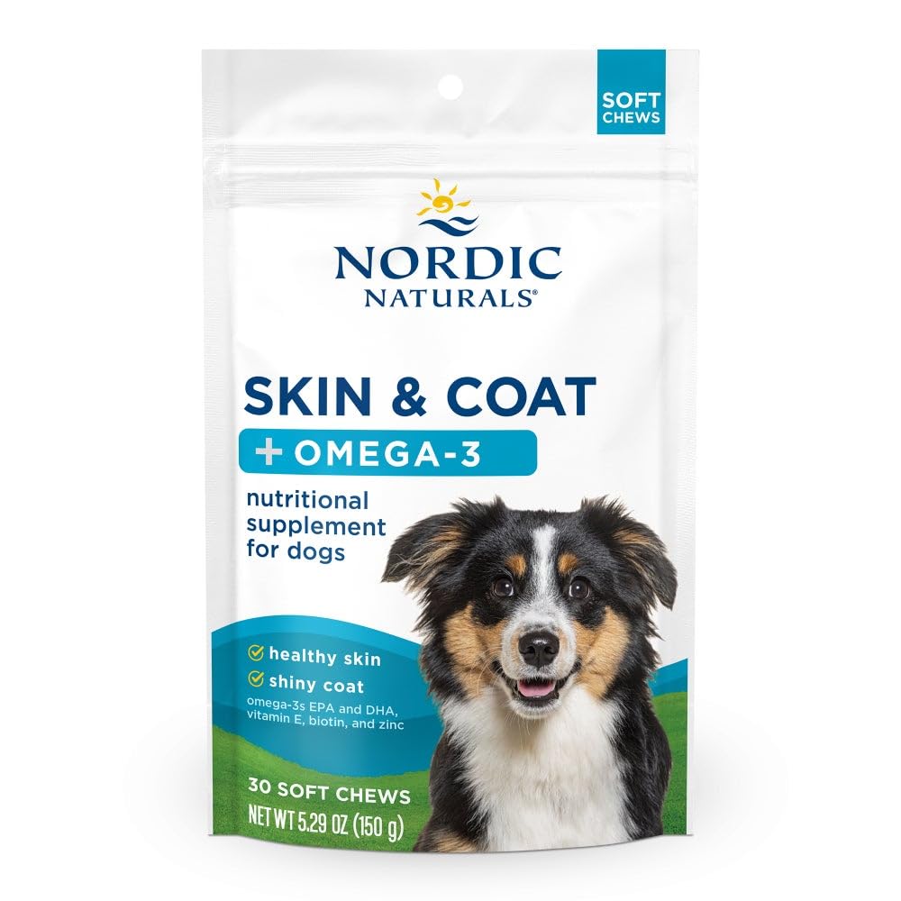 Nordic Naturals Pet Skin & Coat Soft Chews with Omega-3-30 Pork Bone Broth Flavored Soft Chews - Nutritional Support for Healthy Skin & a Soft and Shiny Coat - Non-GMO and IFOS Certified Nordic NaturalsBuy Supplements Australia