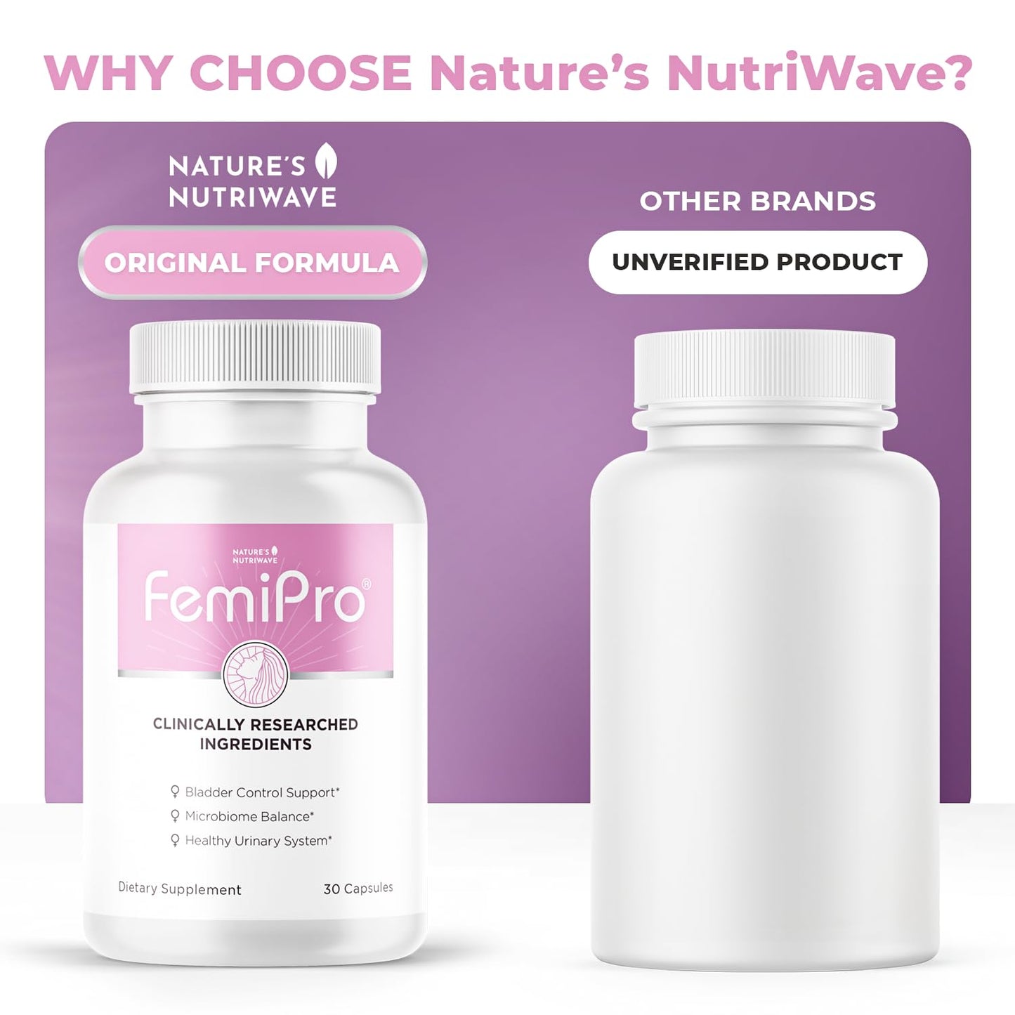 Femipro Bladder Control Supplements for Women & Men, Natural Herb & Probiotic Blend, Supports Urinary Tract Health & Microbiome Balance | Made in USA Non-GMO, 30 Capsules, 1 Month Supply Nature’s NutriWaveBuy Supplements Australia