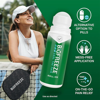 Biofreeze 13451 Roll-On Pain-Relieving Gel, 2.5 FL oz, Green Topical, Arthritis, Strains, Bruises, & Sprains (7.5 Fl Oz (Pack of 3), 3, Count) BiofreezeBuy Supplements Australia