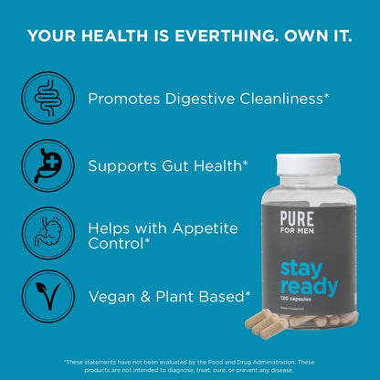 Pure for Men Original Vegan Cleanliness Stay Ready Fiber Supplement Pure for MenBuy Supplements Australia