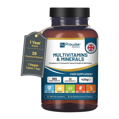 A-Z Multivitamins & Minerals I 365 Vegan Tablets (1 Year Supply) I 26 Essential Active Vitamins, Minerals & Micronutrients PH PROWISE HealthcareBuy Supplements Australia
