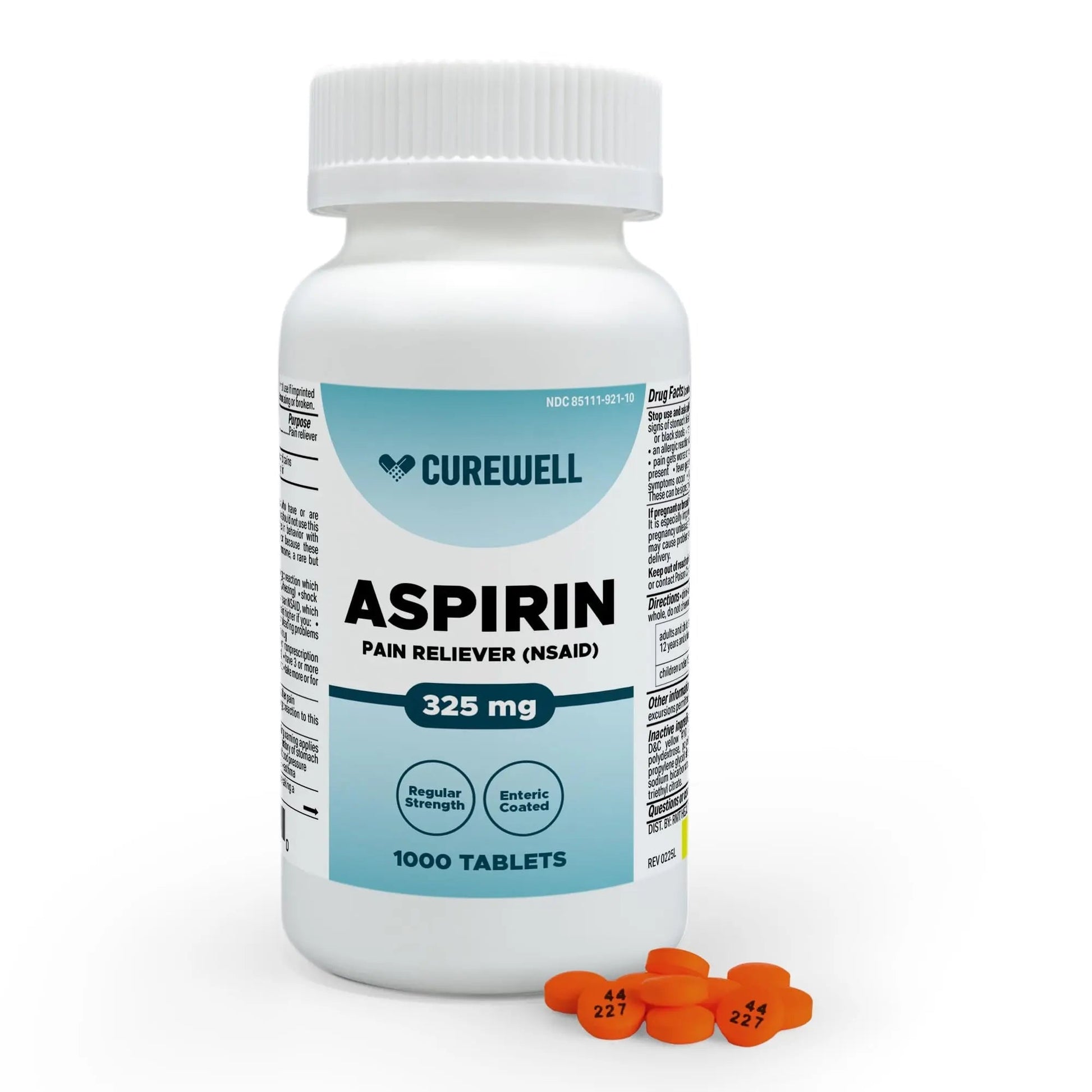 CUREWELL Enteric Coated Aspirin Tablets 325mg (1000 Count) NSAID Pain Reliever & Fever Reducer Coated Aspirin for Adults - Regular Strength for Headache Arthritis Menstrual & Muscle Pain CUREWELLBuy Supplements Australia