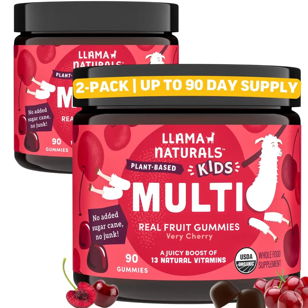 Llama Naturals Kids Multivitamin Gummies | Real Fruit, No Added Sugar Cane | Organic Vegan Toddler Whole Food Vitamins | Llama NaturalsBuy Supplements Australia