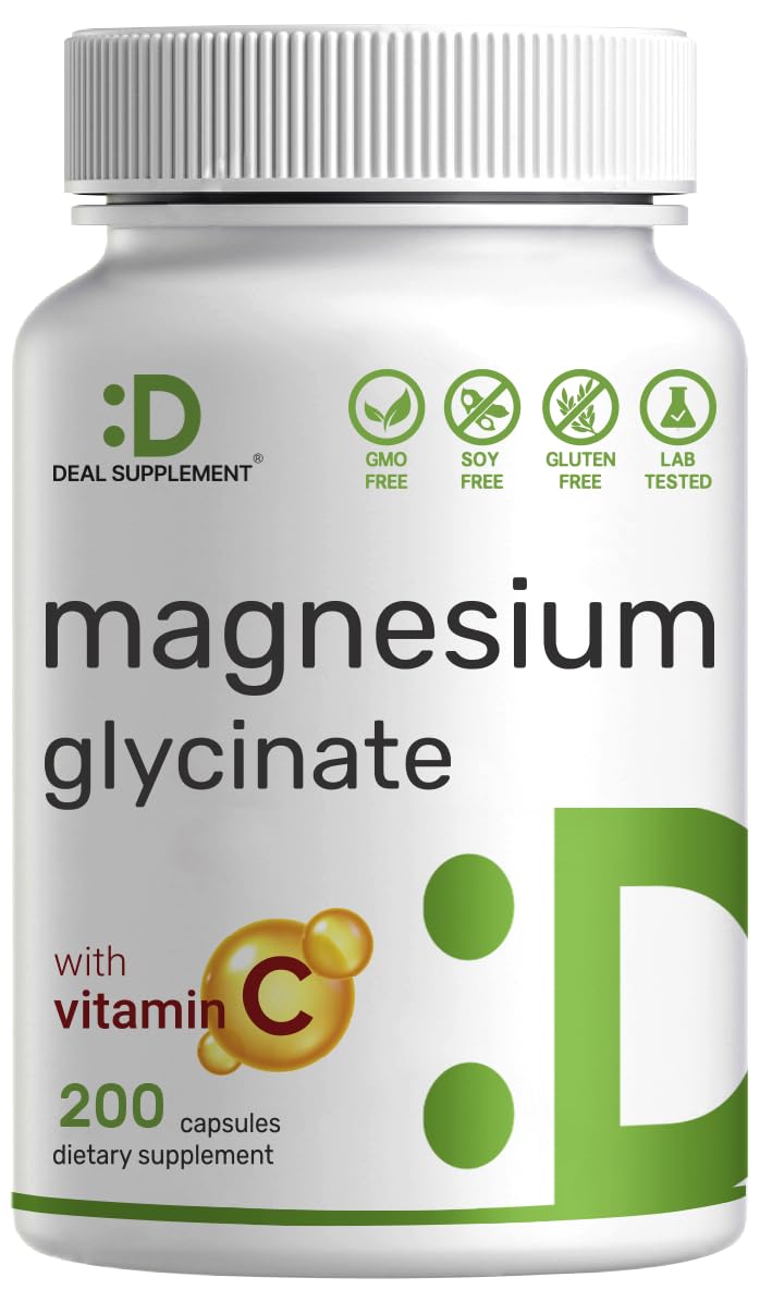 Magnesium Glycinate 500mg Per Capsule (1000mg Per Serving) Plus Vitamin C, 240 Capsules – 100% Chelated for Easy Absorption