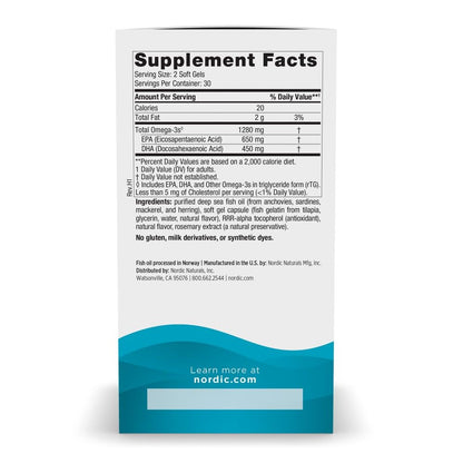 Nordic Naturals Ultimate Omega in Fish Gelatin, Lemon Flavor - 60 Soft Gels - 1280 mg Omega-3 - High-Potency Fish Oil Supplement - EPA & DHA - Promotes Brain & Heart Health - Non-GMO - 30 Servings Nordic NaturalsBuy Supplements Australia
