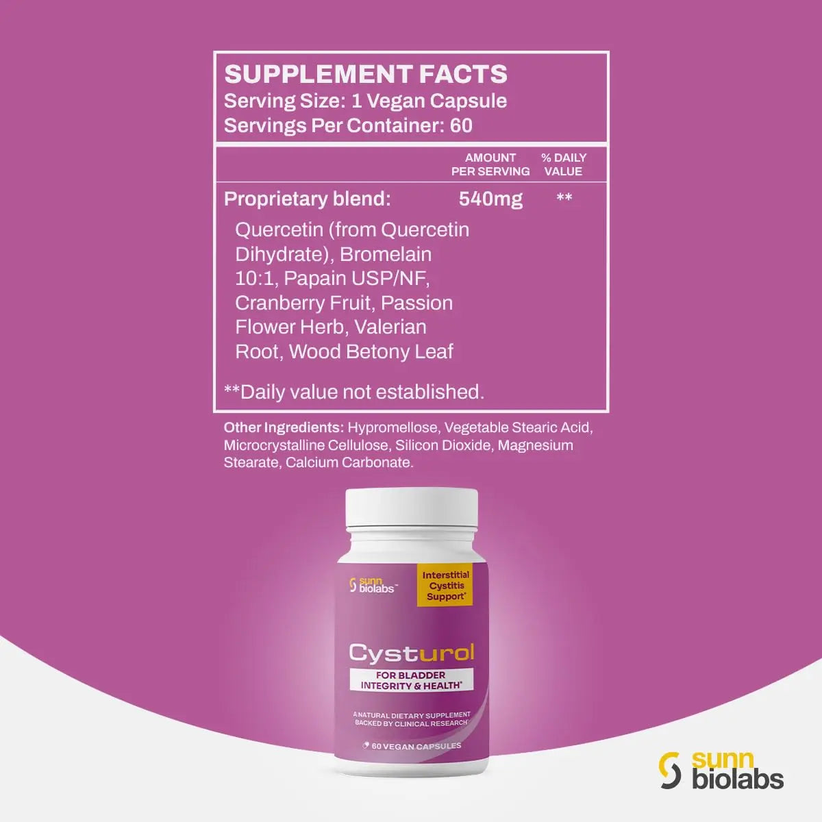CYSTUROL® Bladder Support Supplement | Interstitial Cystitis (IC) | Bladder Pain | Urinary Tract Health | Clinically Studied Formula for Bladder Inflammation, UTI, Mast Cell Support & Urinary Urgency SUNN BIOLABSBuy Supplements Australia