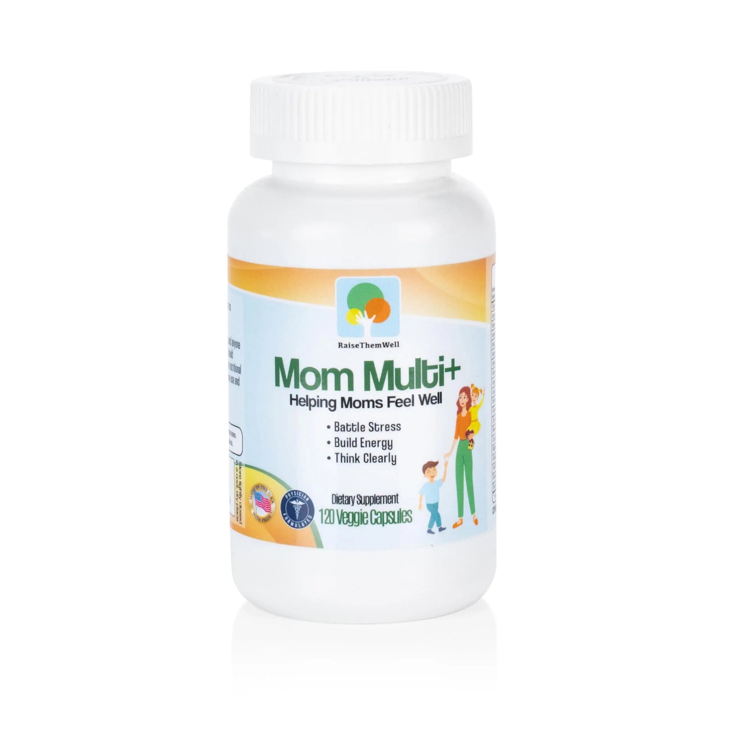 Raise Them Well Mom Multi+ Daily Multivitamin for Women with Active Folate, Adaptogens & Bacopa, Energy, Stress & Cognitive Support, 120 Veggie Capsules Raise Them Well