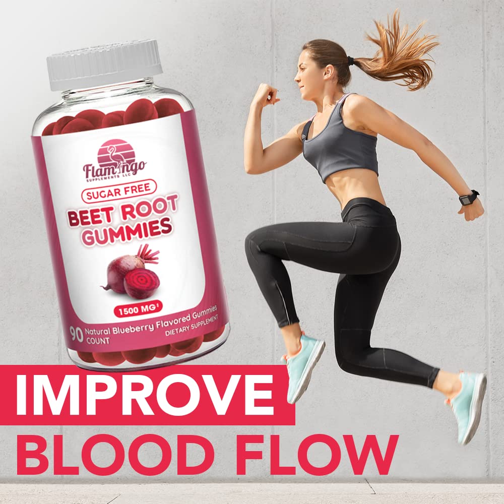 Sugar Free Nitric Oxide Beet Root Gummies (1500 mg)- Beet Root Chewables for Athletic Flamingo SupplementsBuy Supplements Australia