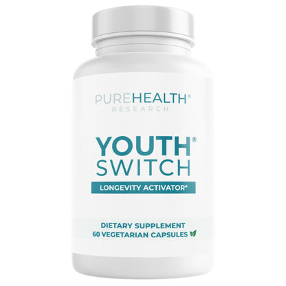 PUREHEALTH RESEARCH Youth Switch - Anti Aging Supplement for Women & Men - Longevity Mix for Healthy Aging - with Ashwagandha, Cat's Claw Extract, Astragalus Root, L-Lysine HCL & More - 60 Capsules PUREHEALTH RESEARCHBuy Supplements Australia
