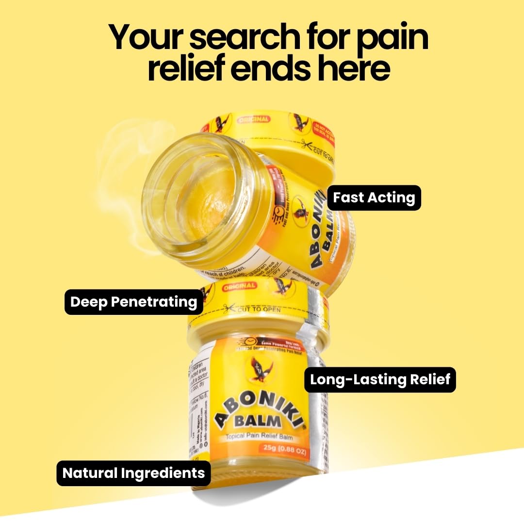 Aboniki Powerful Topical Pain Relief Balm with Natural Ingredients | Powerful Analgesic Soothing Relief for Joints & Muscle Pain, Soreness, Cramps | Long Lasting Full Body Rub (2 Glass Jars) AbonikiBuy Supplements Australia