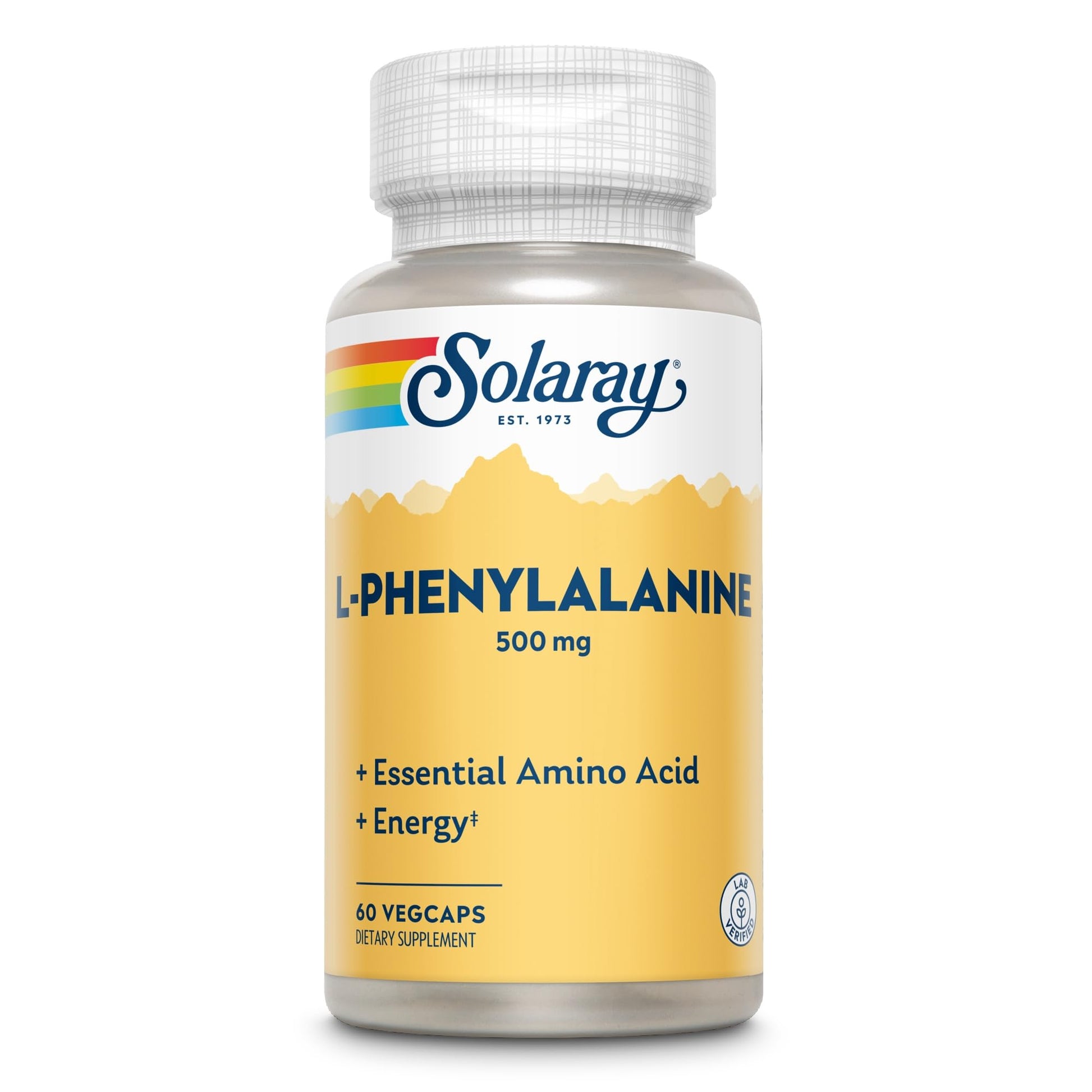 SOLARAY L-Phenylalanine Veg Cap (Btl-Plastic) 500mg | 60ct SOLARAYBuy Supplements Australia