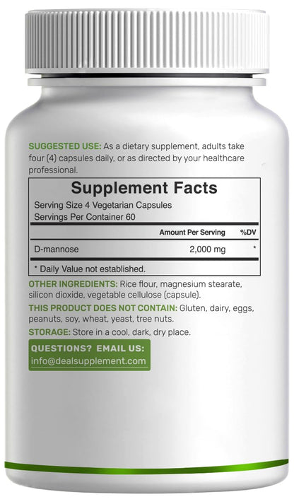 DEAL SUPPLEMENT D Mannose 500mg Capsules (2,000mg Per Serving), 240 Veggie Pills – Fast Acting Water-Soluble Form – Extra Strength Urinary Tract (UTI) Health Support – Non-GMO, Vegan Friendly DEAL SUPPLEMENTBuy Supplements Australia