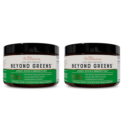 Live Conscious Beyond Greens Concentrated Superfood Powder - Matcha Flavor w/Chlorella, Echinacea, Probiotics for Immune Support & Energy - 30 Servings (2-Pack) Live ConsciousBuy Supplements Australia