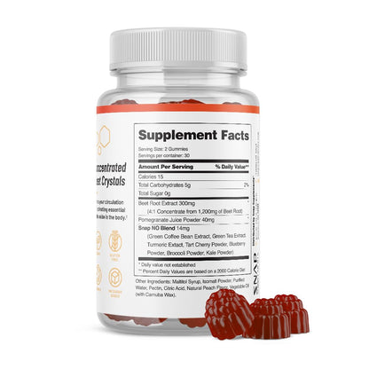 Snap Supplements Nitric Oxide Beet Root Gummies - Support Healthy Blood Circulation Snap SupplementsBuy Supplements Australia