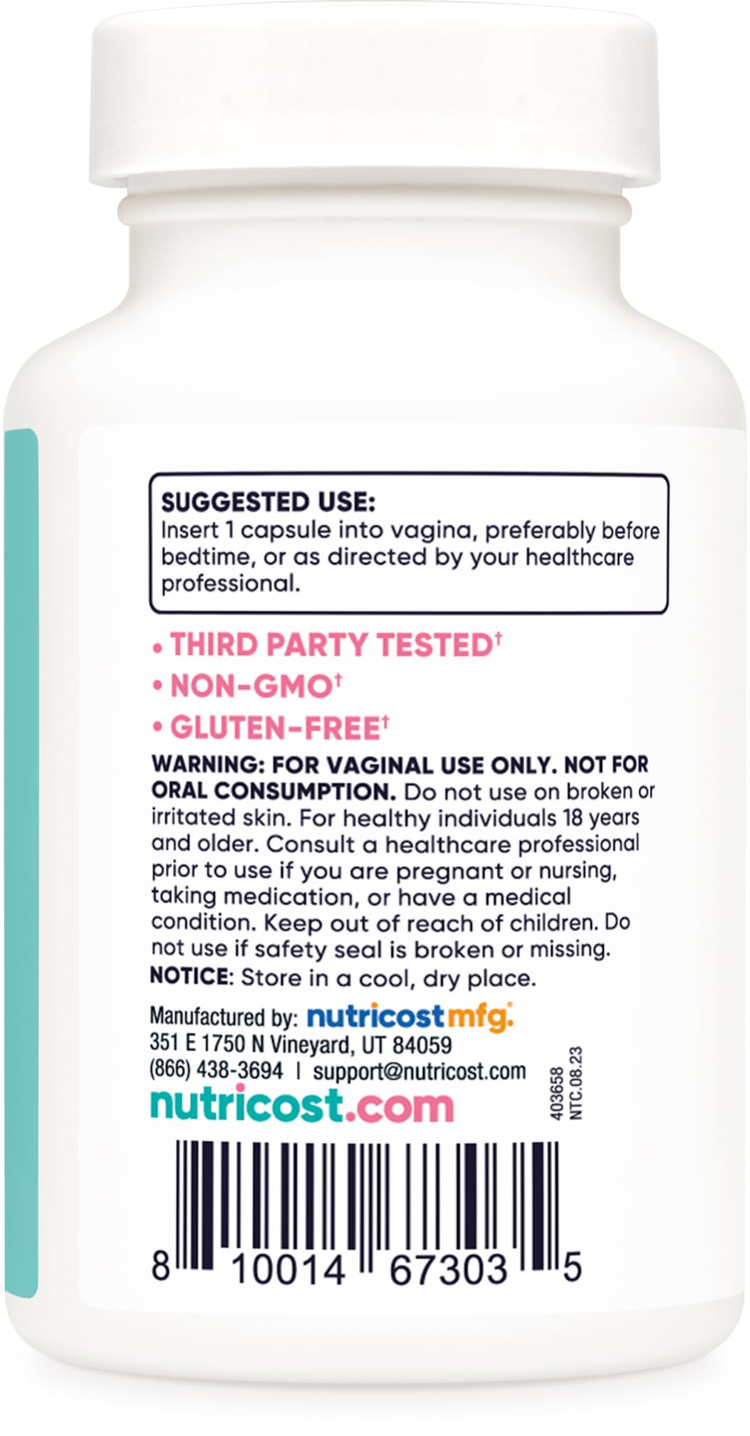 Nutricost Boric Acid 600mg, 30 Capsules - Vaginal Suppository - Non-GMO - for Women NutricostBuy Supplements Australia