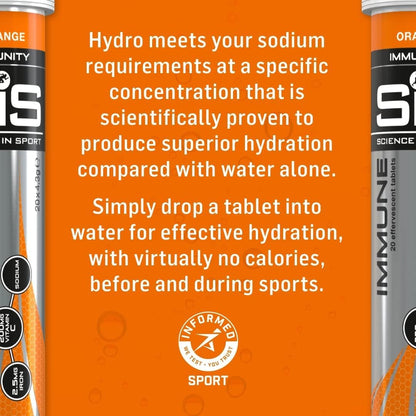 Science In Sport Hydro Hydration Tablets, Gluten-Free, Zero Sugar, Orange Flavour Plus Science in SportBuy Supplements Australia