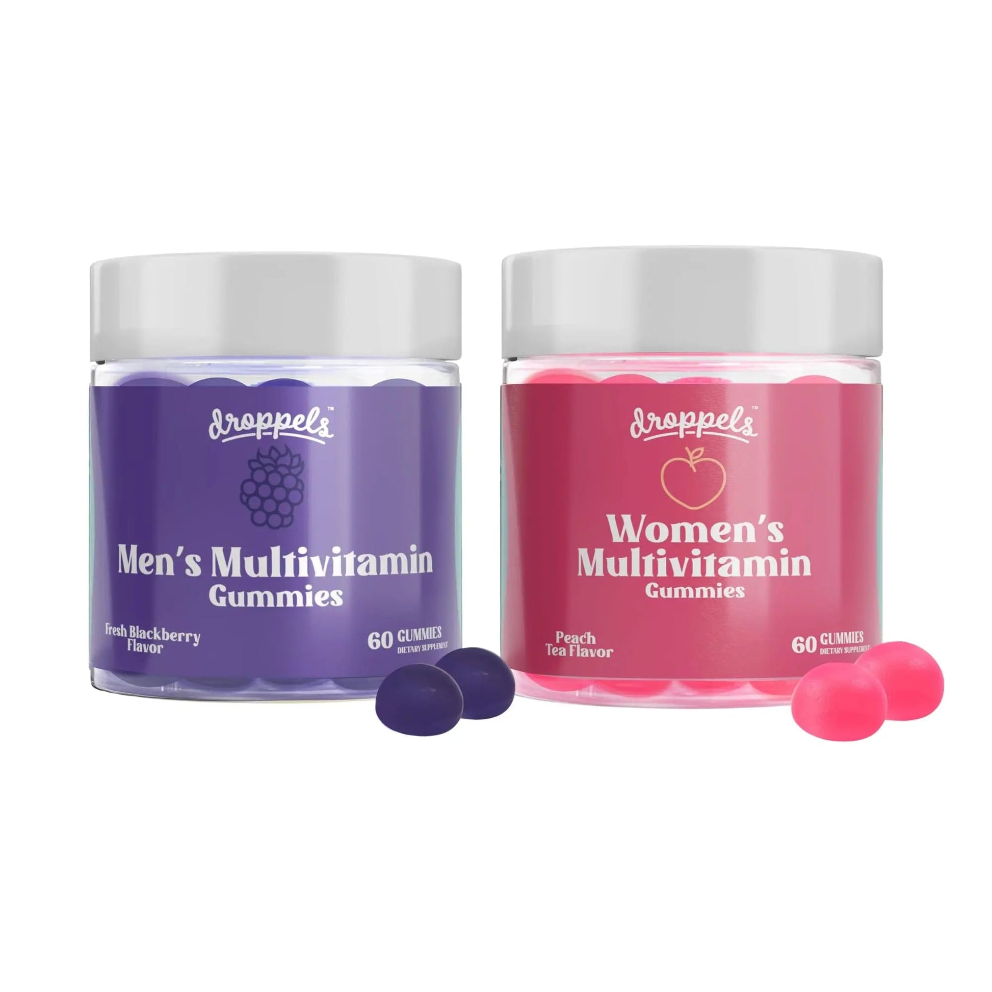 Droppels His & Hers Bundle: Men's & Women's Multivitamin Gummies | Vegan, Non-GMO, Pectin-Based | BlackBerry & Peach Tea Flavors DroppelsBuy Supplements Australia