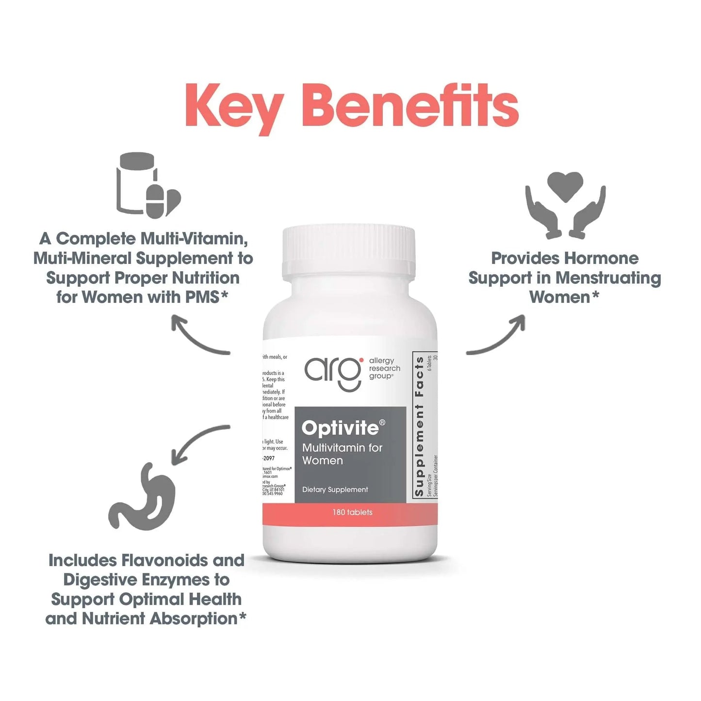 Optimox Optivite - PMS Support Supplement for Women, Period Multivitamin for Hormone Balance with Vitamin B6 & Iron, Hormone Support Vitamin - 180 Tablets OptimoxBuy Supplements Australia