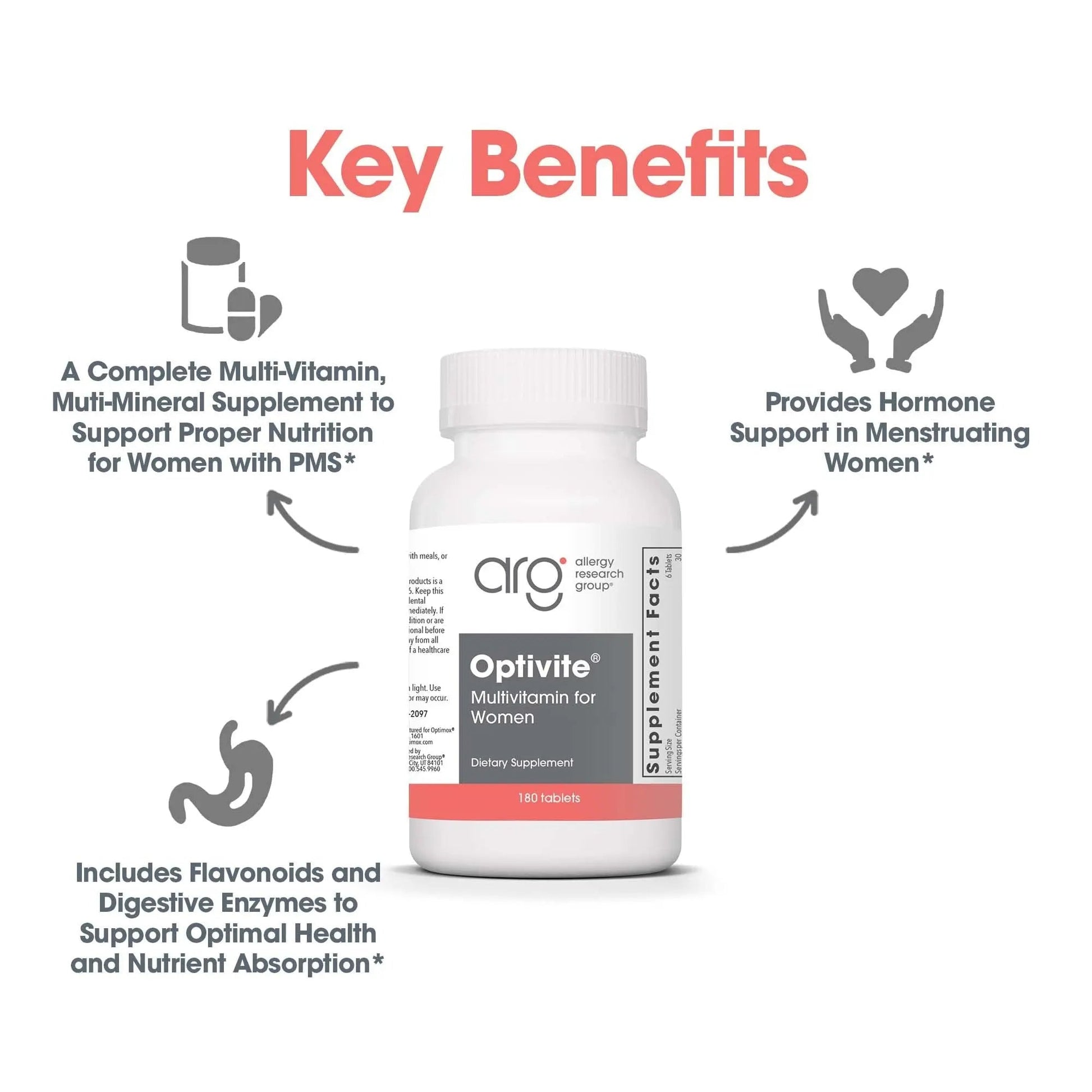 Optimox Optivite - PMS Support Supplement for Women, Period Multivitamin for Hormone Balance with Vitamin B6 & Iron, Hormone Support Vitamin - 180 Tablets OptimoxBuy Supplements Australia