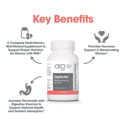 Optimox Optivite - PMS Support Supplement for Women, Period Multivitamin for Hormone Balance with Vitamin B6 & Iron, Hormone Support Vitamin - 180 Tablets OptimoxBuy Supplements Australia
