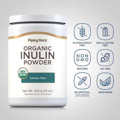 Piping Rock Organic Inulin Powder | 15 oz | Soluble Fiber Supplement | FOS Powder | Vegetarian, Non-GMO, Gluten Free Piping RockBuy Supplements Australia