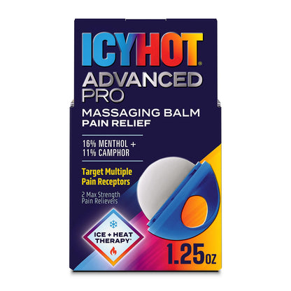 Icy Hot Advanced PRO Pain Relief Massaging Balm, Fast-Acting Max Strength Pain Relief With Menthol 16% and Camphor 11% for Backaches, Joints, Muscle Strains and Arthritis, Essential Oil Scent, 1.25 oz Icy HotBuy Supplements Australia