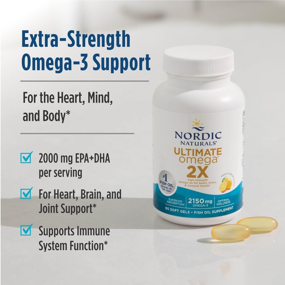 Nordic Naturals Ultimate Omega 2X, Lemon Flavor - 90 Soft Gels - 2150 mg Omega- High-Potency Omega-3 Fish Oil with EPA & DHA - Promotes Brain & Heart Health - Non-GMO - 45 Servings Nordic NaturalsBuy Supplements Australia