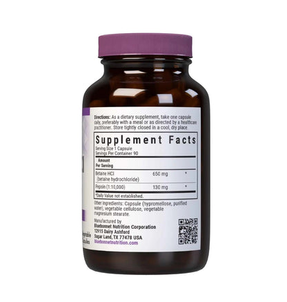 BlueBonnet Betaine HCI Plus Pepsin Vegetarian Capsules, 90 Count BlueBonnetBuy Supplements Australia