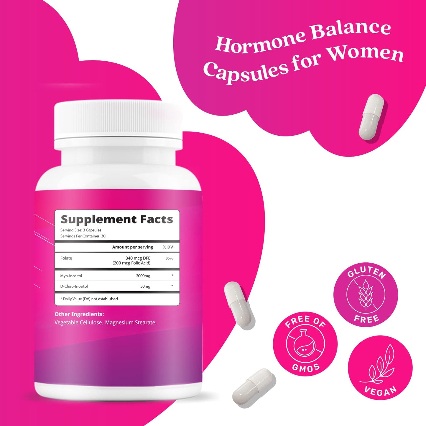 Myo-Inositol & D-Chiro Inositol Capsules with Folic Acid for PCOS | Prenatal Fertility BeLiveBuy Supplements Australia