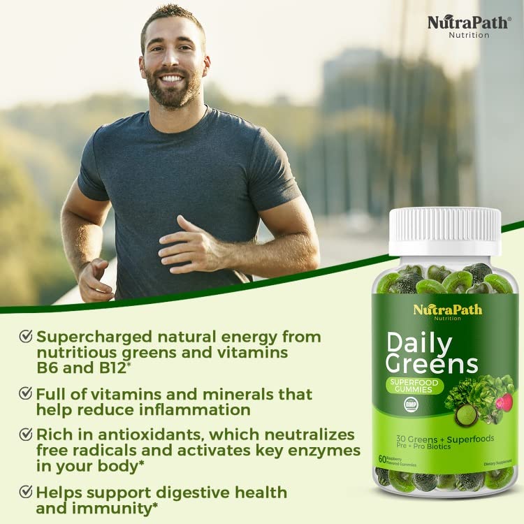 Superfood Daily Greens Gummies - Fruits, Veggies, and Super Foods for Immunity, Energy - 60 Gummies NutraPathBuy Supplements Australia