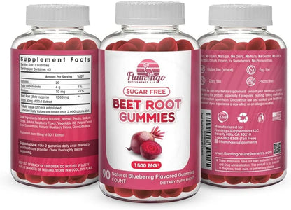 Sugar Free Nitric Oxide Beet Root Gummies (1500 mg)- Beet Root Chewables for Athletic Flamingo SupplementsBuy Supplements Australia