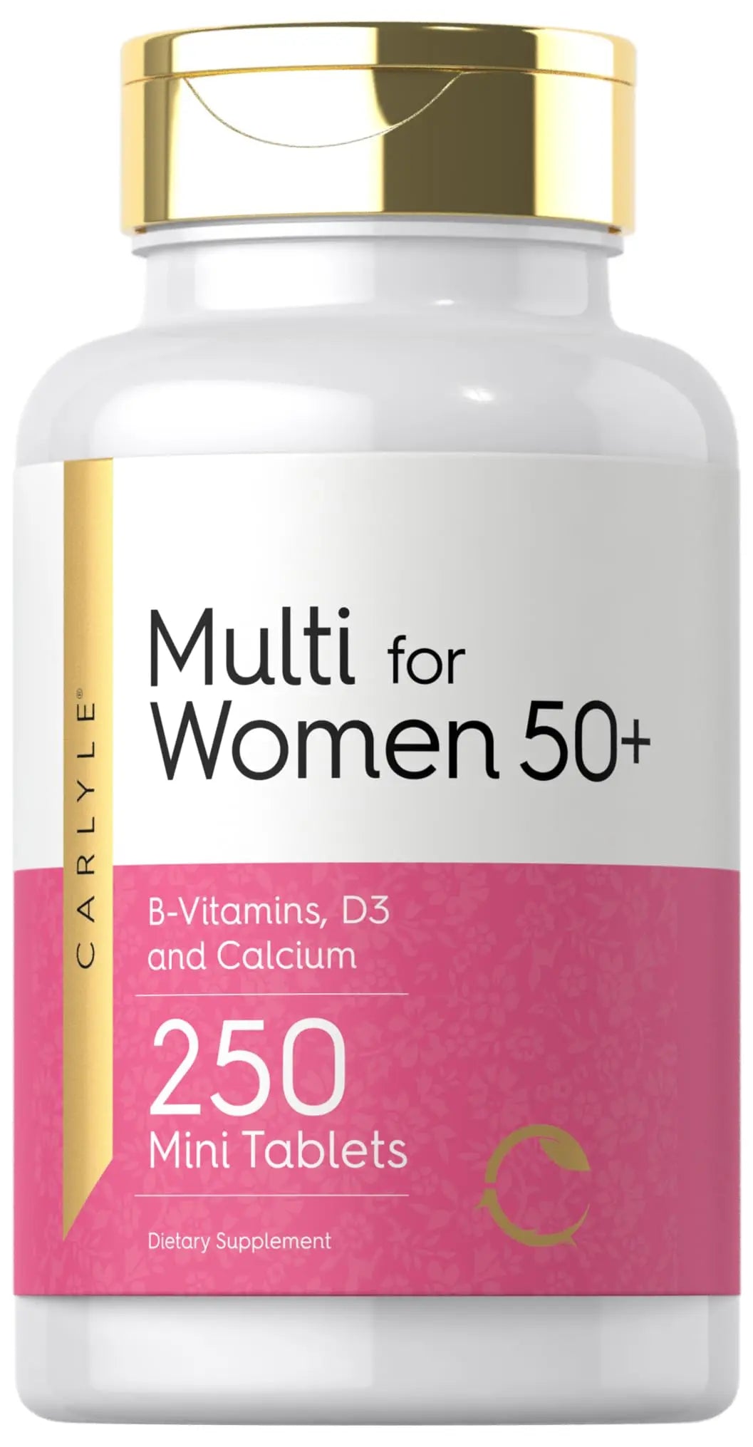 Carlyle Multivitamin for Women 50 Plus | 250 Mini Tablets | Iron Free Supplement | Vitamins A, B12, C, D3, Folate (as Folic Acid) and Calcium | Carlyle