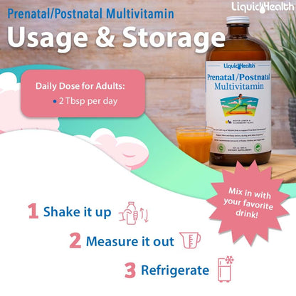 LIQUIDHEALTH Prenatal/Postnatal Multiple Liquid Women's Multivitamin with Real Folate LIQUIDHEALTHBuy Supplements Australia