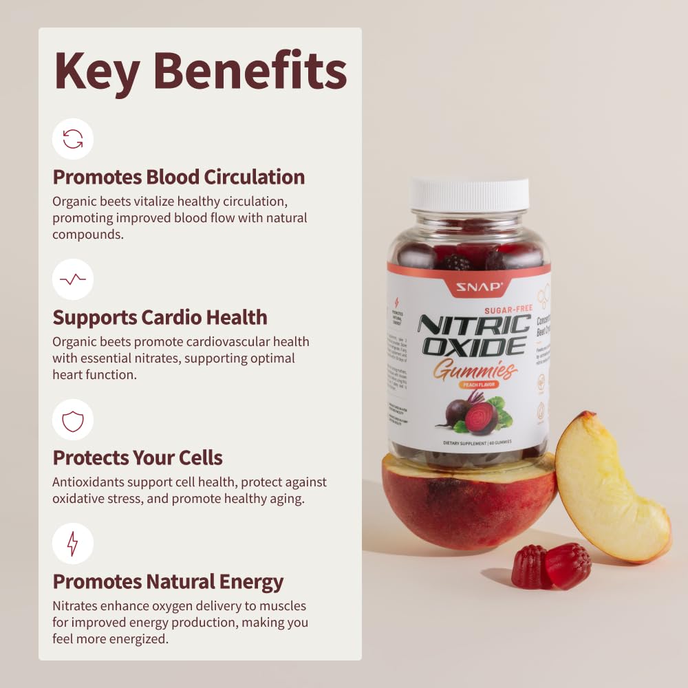Snap Supplements Nitric Oxide Beet Root Gummies - Support Healthy Blood Circulation Snap SupplementsBuy Supplements Australia